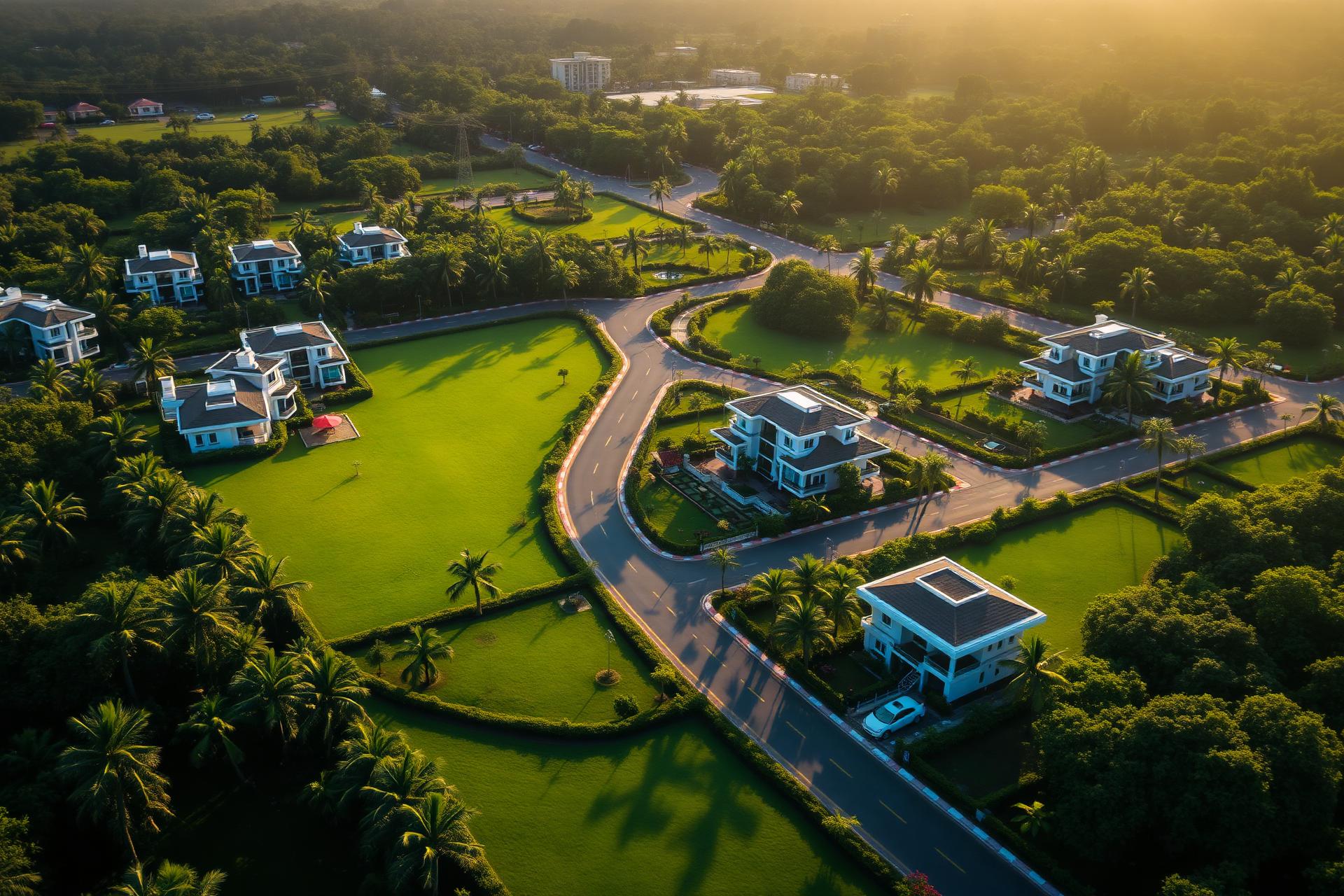 Green Leaf Properties VIP Housing and Properties gated community aerial view in Tamil Nadu